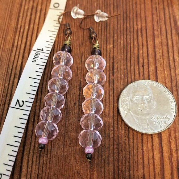 *5 For $20* Light Pink Beaded Dangle Earrings, Handmade Ladies Earrings - Picture 2 of 2